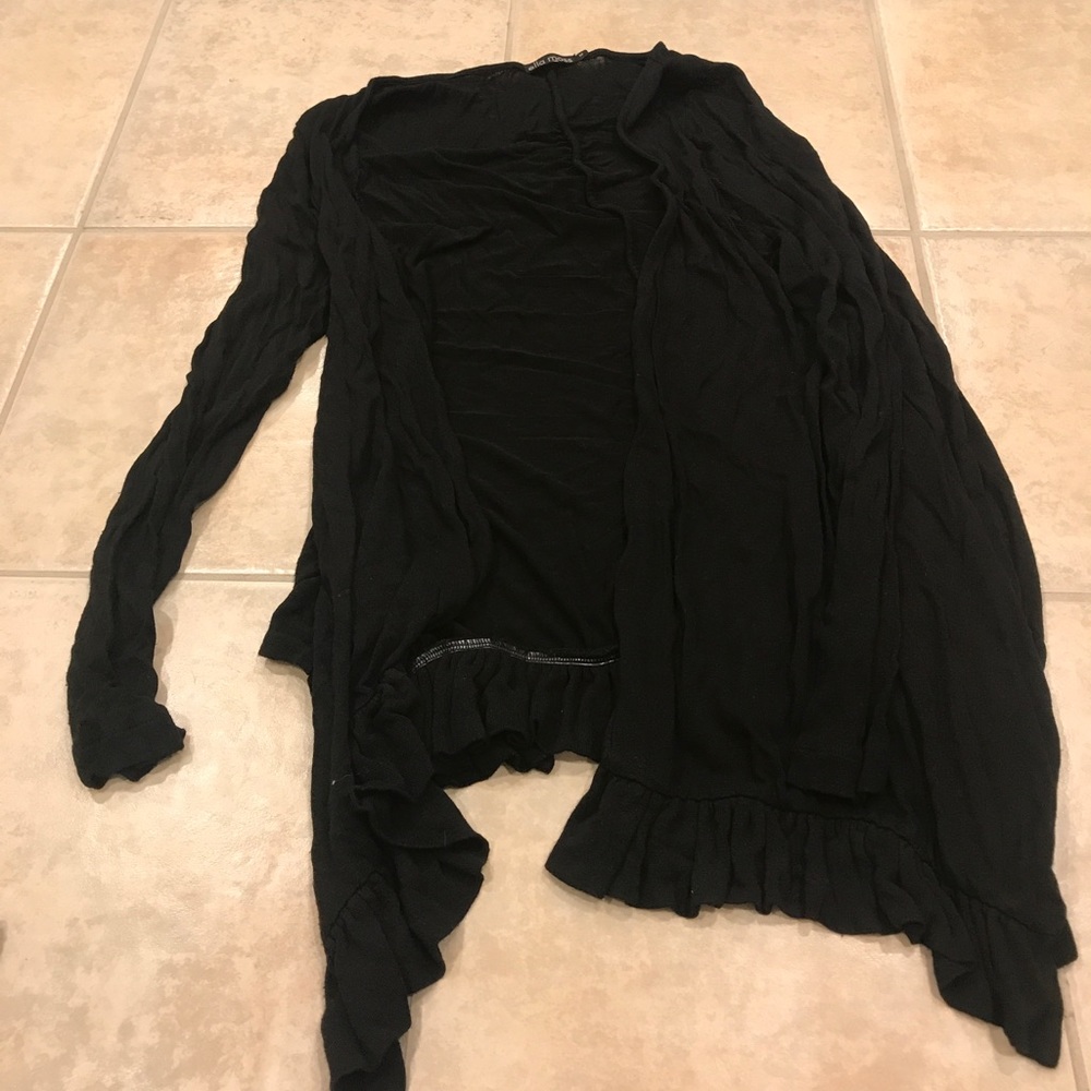 Black ruffle cardigan